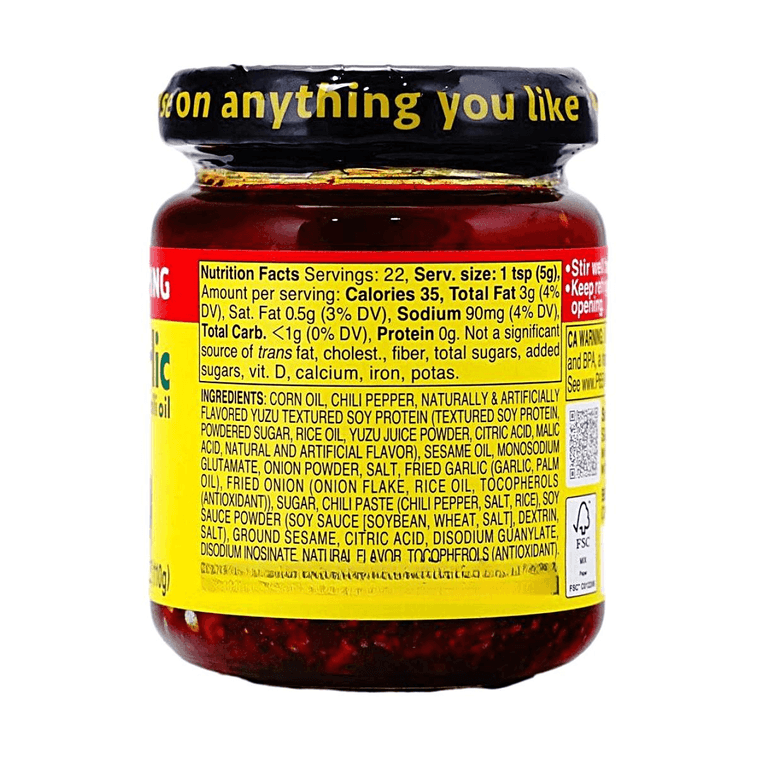 Umami Topping Crunchy Garlic With Chili Oil, Yuzu Flavor, 3.88 oz 【For Chicken, Sushi, Pasta, Salad, Noodles, Tofu】 3