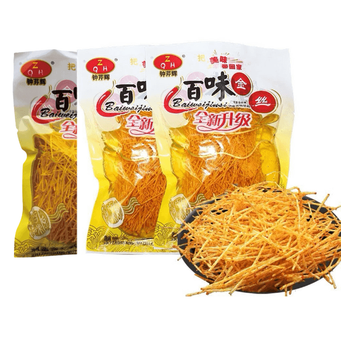 【中国直邮】 钟芹辉 百味金丝 辣条辣丝8090后怀旧小时候零食5毛小卖部儿时小吃休闲食品 18g*3包
