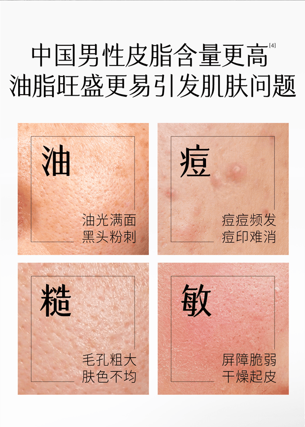 穀雨 男士套裝-水乳潔面素顏霜 控油祛痘【淘寶TOP 1熱銷榜男士護膚套裝】【性價比夯爆】【國人男士專研】節日/生日禮物 (洗面乳120g+爽膚水120ml+乳液80ml+素顏霜50g+男士禮盒)