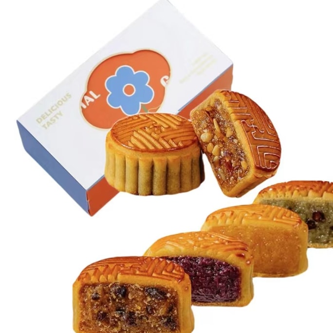 姚记 中秋四口味广式大月饼伴手礼   鲁香板栗 陈皮豆沙 醇香五仁 金丝枣泥 320克