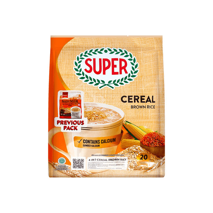 新加坡SUPER超级 四合一红糙米即溶麦片 20包入