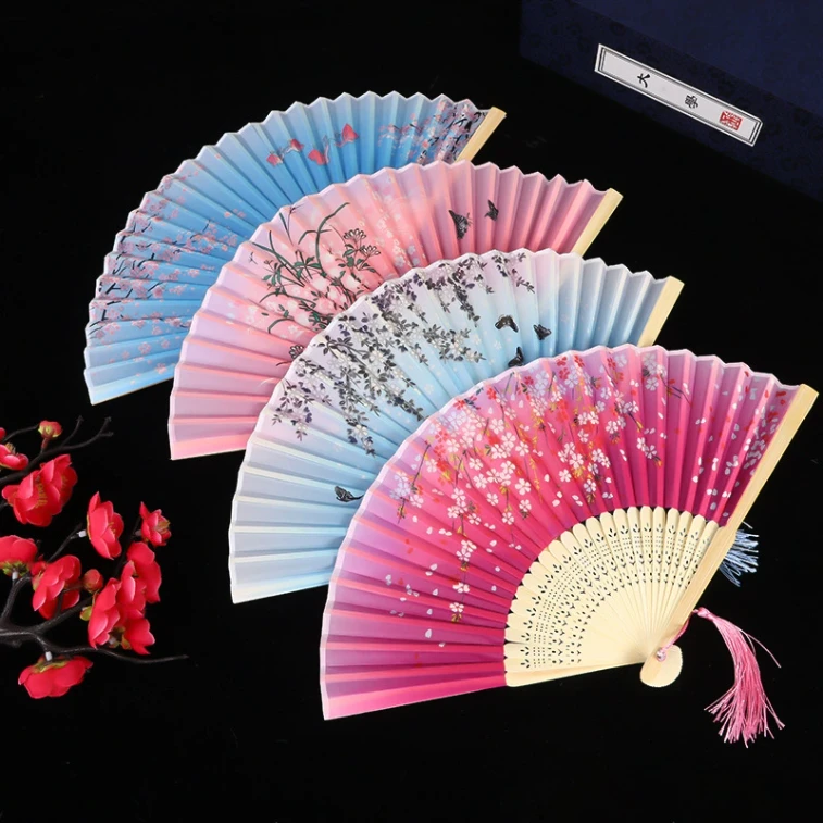 華雅プレミアムセレクション - 伝統的な中国風折りたたみ扇子（1枚） - ロマンチックなテーマ - 女性用クラシック布扇子 - 学生用扇子 5