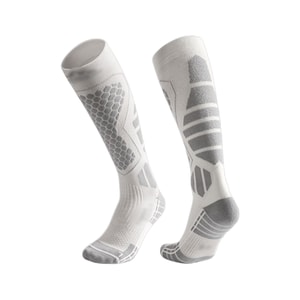 Winter Special Tall Wool Ski Socks Quick Dry Outdoor Windproof Cold Resistant Warm Thickened Knee High Socks White Gray Size 35-39 1 Pair