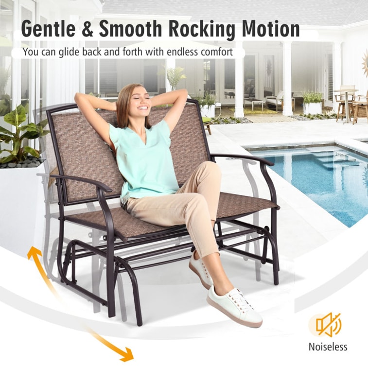 41.3 Outdoor Iron Patio Rocking Chair For Backyard And Lawn 3