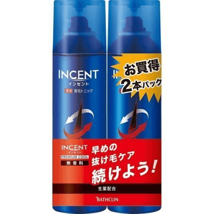 【日本直邮】 日本 巴斯克林 INCENT男士防脱育发喷雾 190克 2瓶装 清凉保湿