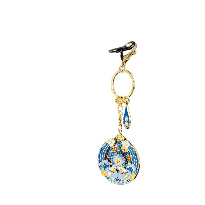 Palace Treasure Museum Cultural And Creative Point Emerald Flowing Gold Enamel Keychain 12 * 5cm
