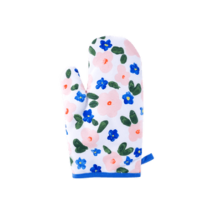 摩登主婦 加厚隔熱防燙手套 耐高溫烘焙手套 防滑透氣 帶掛繩 藍粉小花