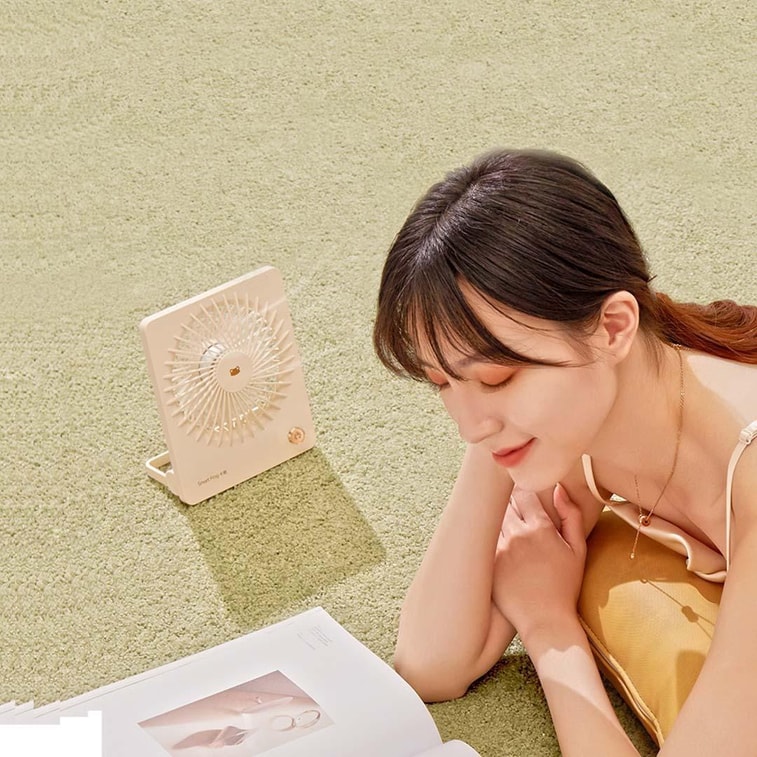 【中国直邮】小米有品卡蛙桌面充电USB迷你风扇 充电款 奶油杏 3