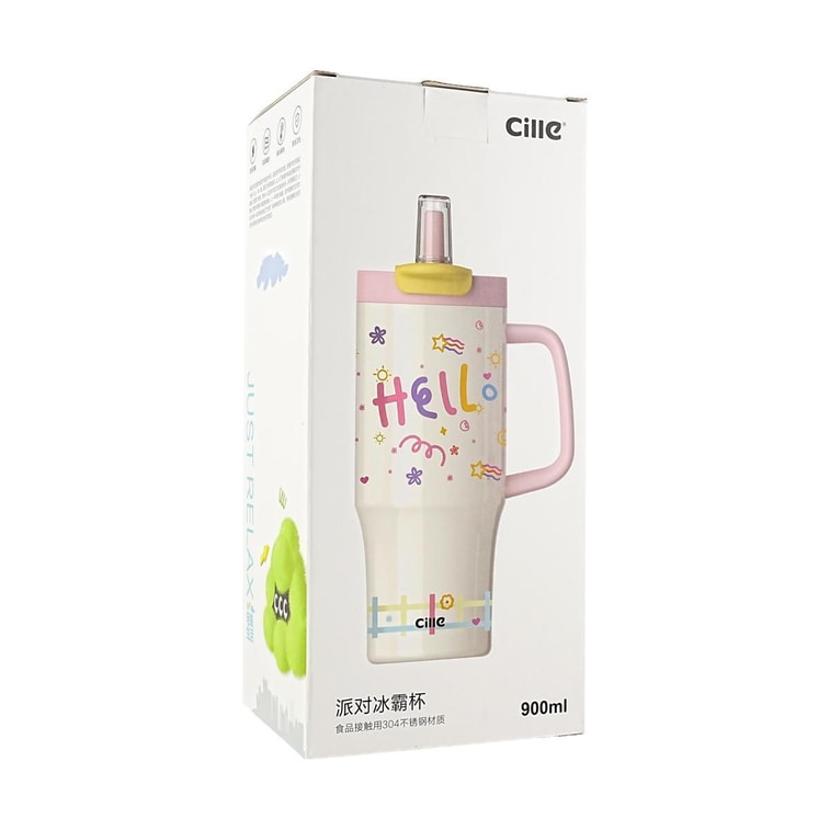希樂 派對冰霸杯 巨無霸吸管保溫杯大容量水杯 甜心粉 900ml【陶瓷覆層內膽 直飲/吸管兩用】 9