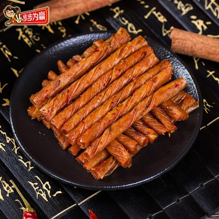 【中國直郵】 步步為贏 牛汁素腸香辣孜然相思卷零食辣條麻辣豆皮辦公室休閒食品湖南特產 原味牛汁素腸 500g 3