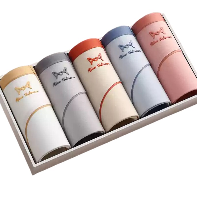 [중국에서 온 다이렉트 메일] Catman Miiow 여성 속옷 순면, 자국 없음 및 항균, 10개, 흰색, 회색, 파란색, 분홍색 각 2개, 키 175cm에 적합한 2XL 사이즈, 130-145파운드 권장