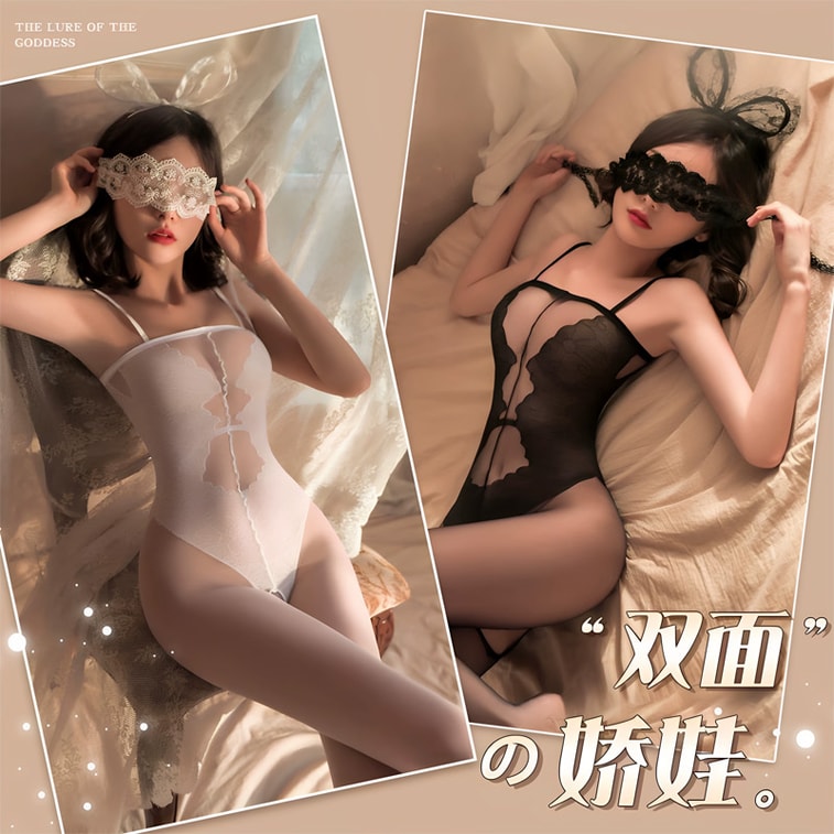 【중국 직배송】 FEYOOM 블랙 시스루 레이스 바디스타킹 원사이즈 【시스루 레이스 패치워크 · 히든 오픈 크로치 디자인 · 토끼 귀 마스크 세트】 슬립 컷아웃 바디스타킹 얇은 숄더 스트랩 힙스터 팬티스타킹 커플 로맨틱 침실 프라이빗 란제리 【침실 · 프라이빗 · 섹시】 순수하고 요염한 스타일 슬림핏 올매치 베이스 스타킹 5