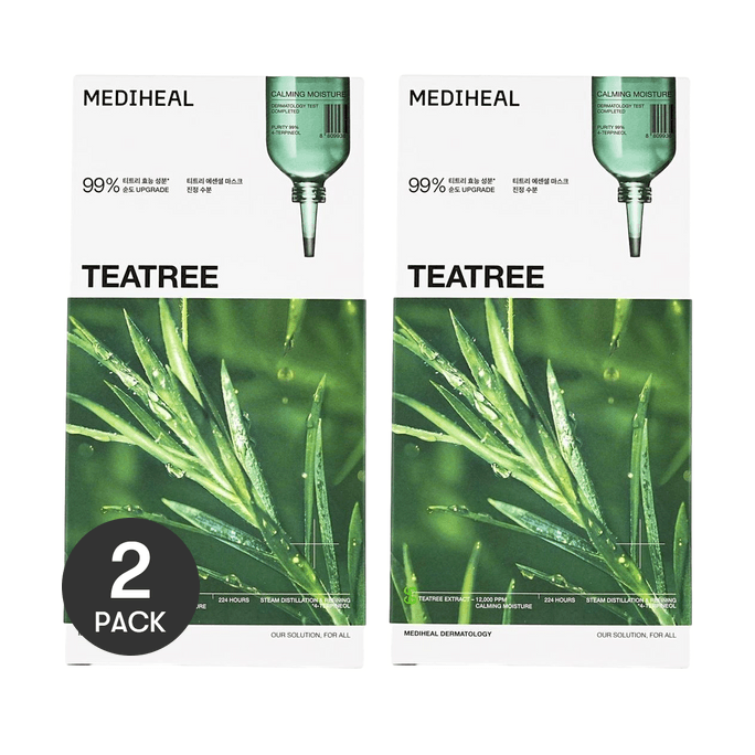 韩国MEDIHEAL美迪惠尔 99%纯茶树舒缓维稳面膜 3.0升级精粹版 10片/盒*2 舒缓抗痘【超值装】