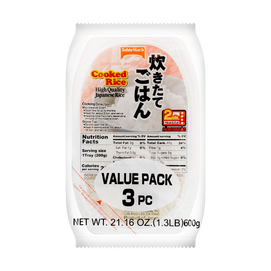 Prepared High Quality Japanese Microwaveable Cooked Rice ,3 Pack ,  21.16oz 【Microwavable Rice】【Instant Rice】