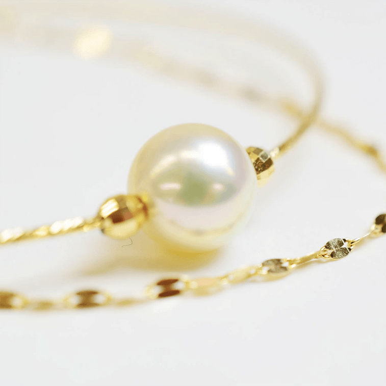 REENS パール||18K イエロー ゴールド アコヤ パール ダブルレイヤー ブレスレット||1 個 4