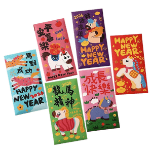 TIMESWOOD 2026马年全家红包 平安喜乐 6个/包 珠光细闪 新年新岁 压岁红包生肖利是封