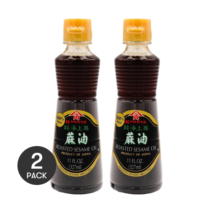 日本KADOYA八角 100%純淨上等麻油 327ml *2【2份超值裝】【烹飪炒菜涼拌芝麻香油】