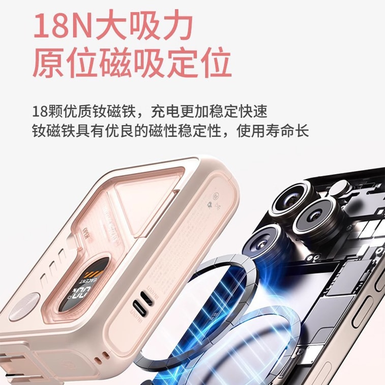 Five In One Multi Function 3C Certified Wireless Magnetic Power Bank Ice Pink 20000mAh 1 Piece 6