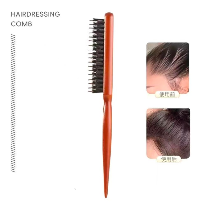 Xinle 猪毛 3 列 カール コーム [新年ヘアケア コーム]: ボリュームのある、高いクラウンの髪のための細かい歯の狭いコーム。飛び出した髪をとかし、目立たない分け目を作り、尖ったテールのアップスタイルに適しています。静電気防止、シングル コーム、絡まりを防ぎます。毎日のヘアケアにおすすめ: 100 ストローク。