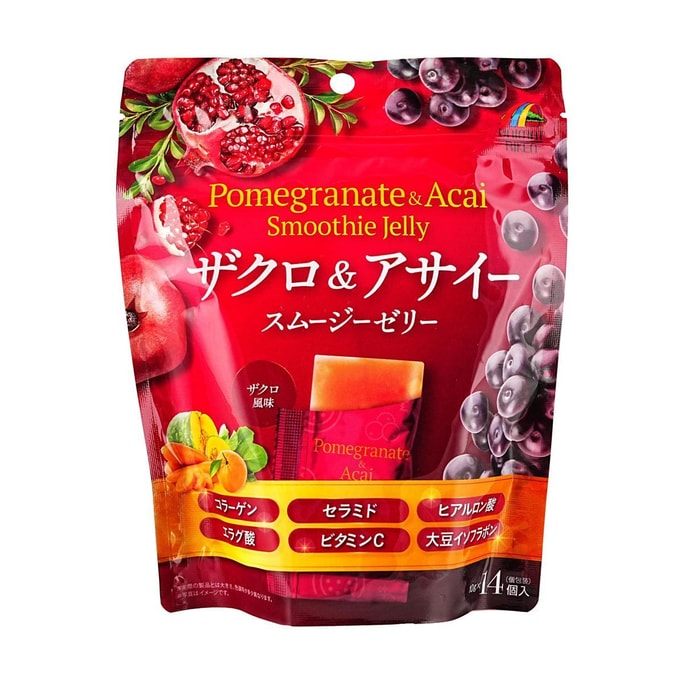 日本UNIMAT RIKEN 石榴巴西莓冰沙果冻 0 脂肪低热量 休闲零食健康代餐 10g×14个