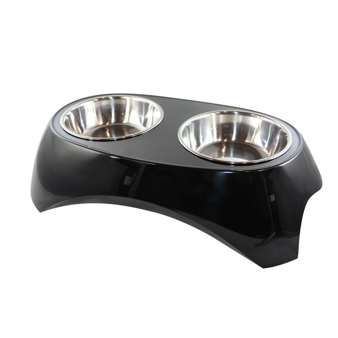 Raised Dog Bowls Dog Food Bowls 2 Stainless Steel Dog Bowl Small Size Dog Cat Food Water Bowls Black
