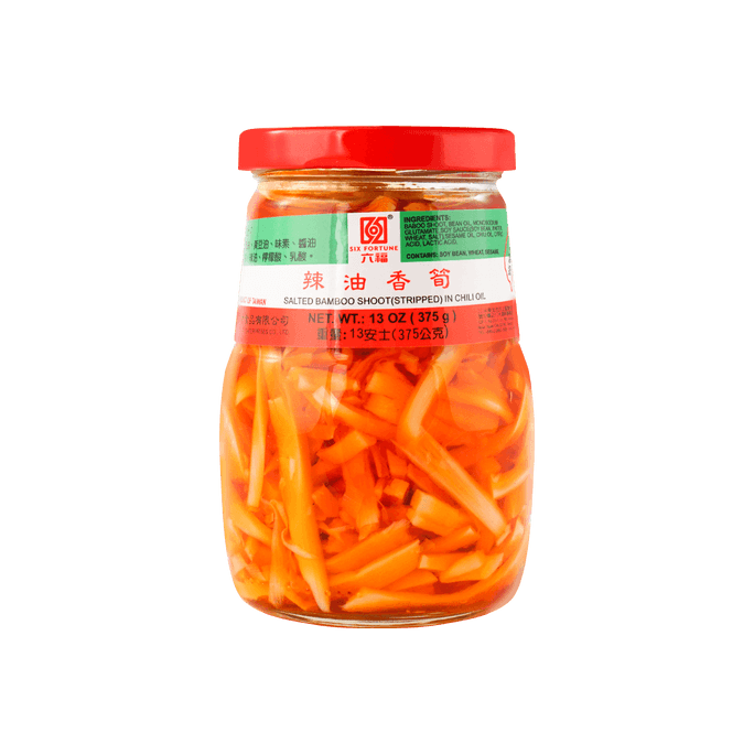 Salted Bamboo Shoot Stripped In Chili Oil , 13 oz