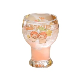 Lulu Pig Collaboration Home Use Glass Mug – Cute Beer Cup (Cherry Pattern) 450ml 1 piece