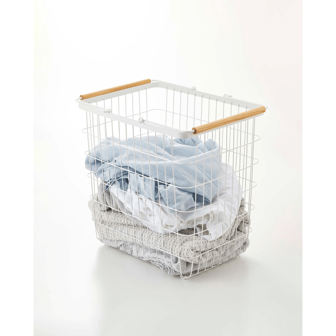 Wire Basket - Two Sizes - Steel + Wood Large