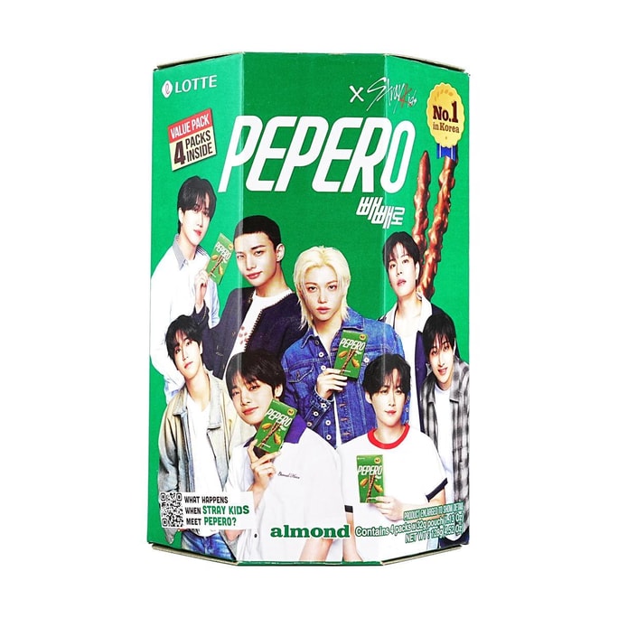 PEPERO Almond Chocolate Biscuit Stick,4packs 4.51oz【Stray Kids Pick】【Packing May Vary】
