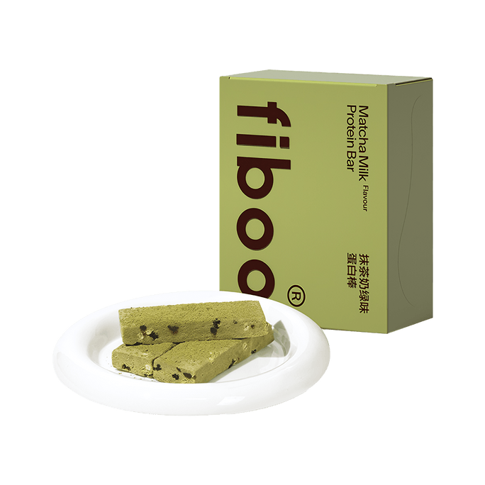 FIBOO 单层蛋白棒 饱腹零食抗饿神器 6个入 抹茶奶绿味 低卡 代餐
