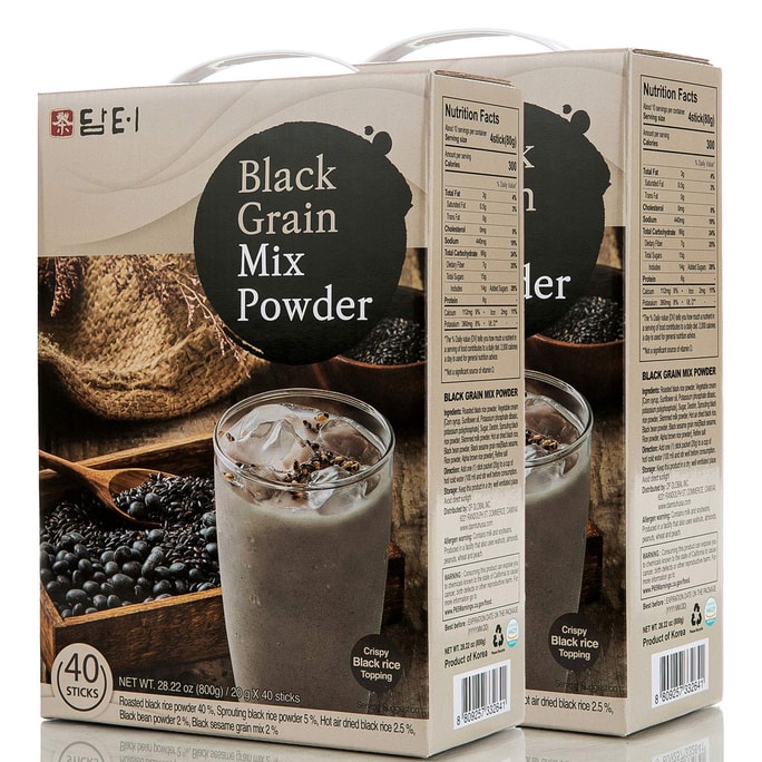 Traditional Korean Tea Misugaru Black Grains Mixed Powder Drink Snack Meal Replacement - 40 Sticks x 2 Pack