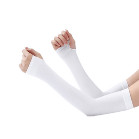 남녀 공용 여름용 자외선 차단 아이스 슬리브, 자외선 차단, 흰색 오픈 핑거 아이스 슬리브(1개)