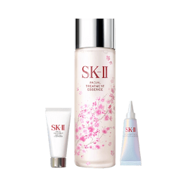 【日本直邮】 日本 SK-II 【限定品】樱花款护理精华套装神仙水230ml+小灯泡钻白精华10ml+舒透护肤洁面乳20g