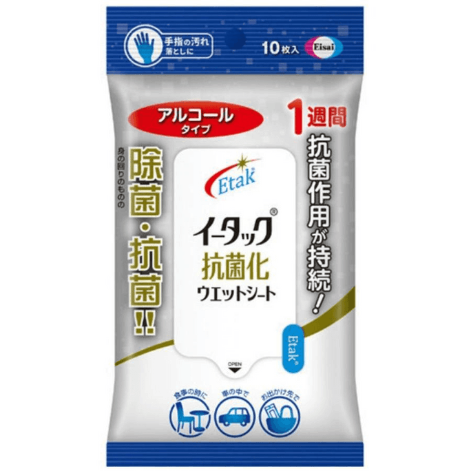 Itaku Antibacterial Wet Wipes Alcohol Type [10 sheets]