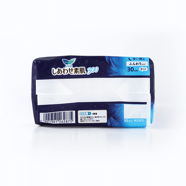 日本KAO花王 LAURIER乐而雅 F超柔软系列 超长量多棉柔卫生巾 温和无刺激 夜用300mm 10片入 12