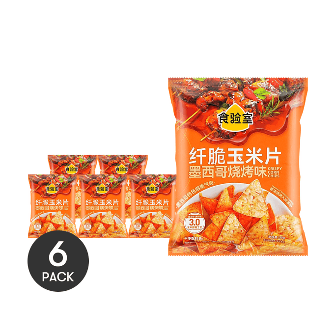 Fibrous Crispy Corn Chips Mexican BBQ Flavor, 1.06 oz *6【6 Pack】