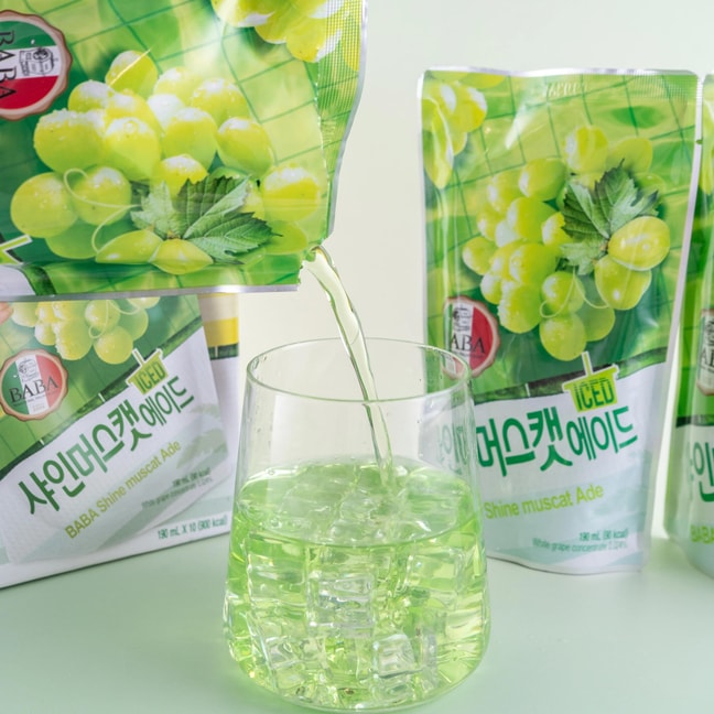 BABA Shine Muscat Ade Juice,6.42 fl oz*10 Pack【0 Fat Low Calories】