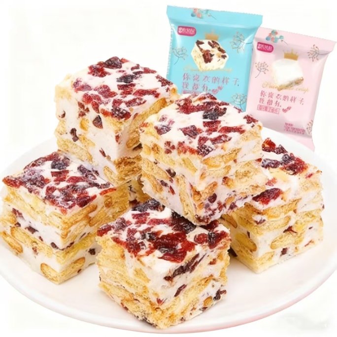 Snowflake crisp cookies, Sachima, cranberry pastry snacks, twin flavour 10g*10 packs