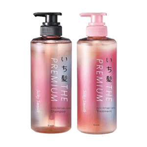 Ichikami The Premium Extra Damage Care Shampoo and Treatment Set, Silky Smooth, 13.53 fl oz + 13.53 fl oz【Upgraded Vers】