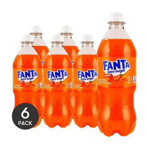 Fanta Orange Zero Sugar, 20 oz bottles *6【6 Packs】
