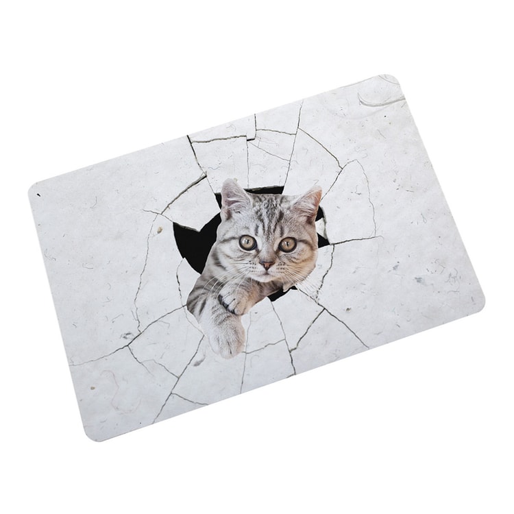 1pc Cartoon Lazy Cat Printed Pet Door Mat, Anti-slip & Water