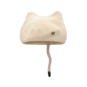 【中国直邮】 HSPM 秋冬设计师款羊毛呢猫耳朵贝雷帽甜美可爱保暖百搭拍照蓓蕾帽子 1个 米色