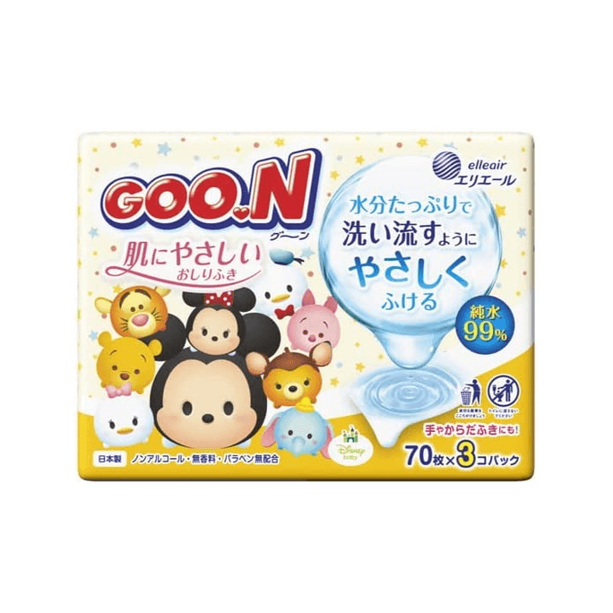 Goon Gentle on Skin Baby Wipes [70 sheets × 3 packs]