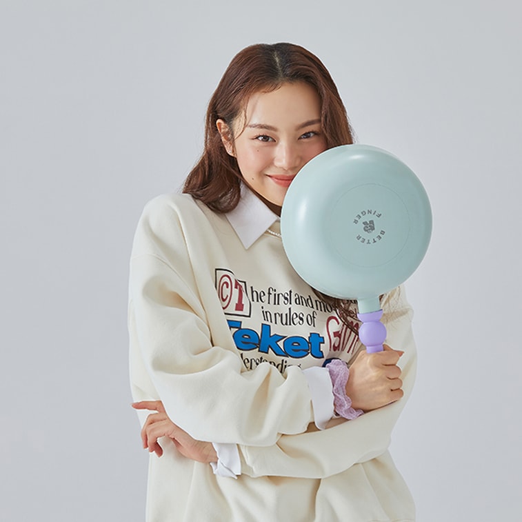 BETTER FINGER Cast Aluminum Wokpan Blue 9" 4