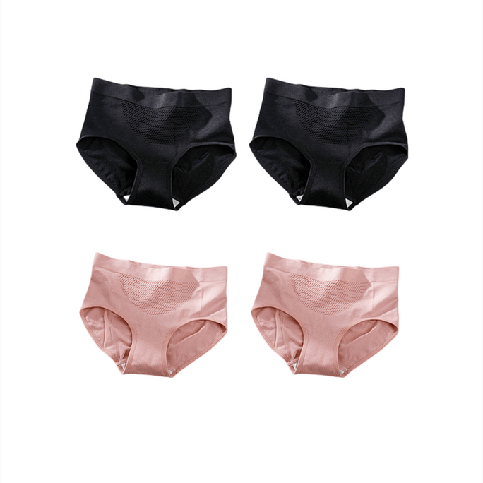 Women's Underwear Seamless Waist Lift Hip Honeycomb Black+Black+Pink+Pink One Size