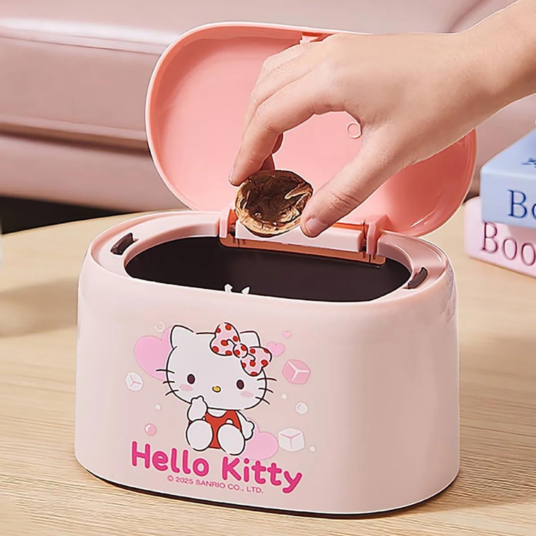 Sanrio Desktop Mini Trash Can, Pink, 7.5x5.1x4.7 in, Cute Tabletop Waste Bin 4