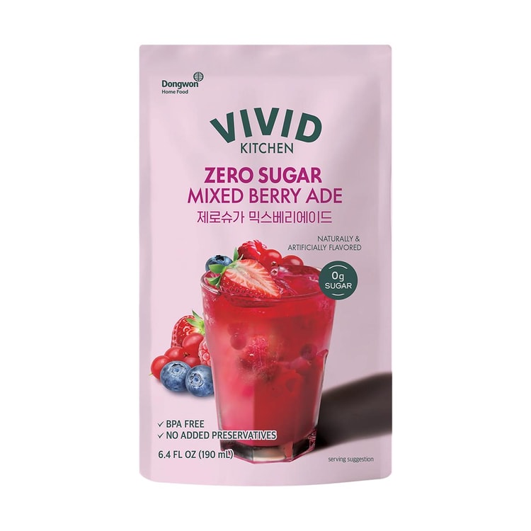 VIVID KITCHEN Zero Sugar Mixed Berry Ade 6.42 fl oz【0 Sugar 0 Fat