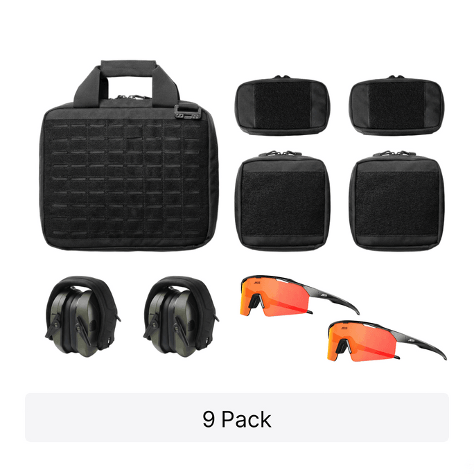 Black Tactical Range Bag Set with 2x Goggles & Noise-Cancelling Headphones, Duo Kit