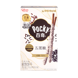 大陸版GLICO格力高 POCKY 五黑脆 巧克力塗層餅乾棒 37g【低GI 高膳食纖維】【添加五黑顆粒 醇香營養】