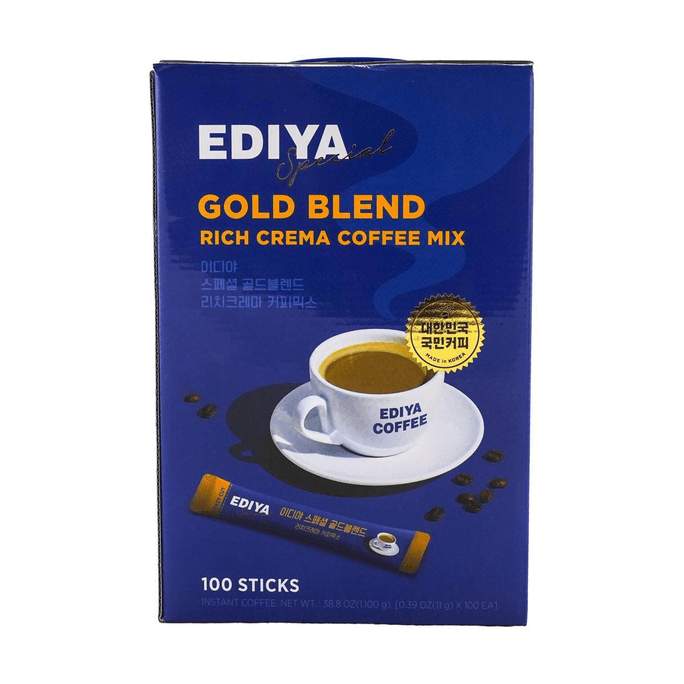 Gold Blend Rich Crema Coffee Mix - Instant Coffee Powder, 100 Sticks, 39oz